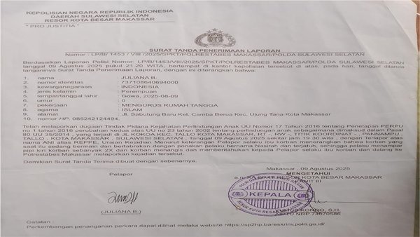 Kasus Kekerasan Anak di Makassar 'Mandek' Polisi Dinilai Lamban Bertindak