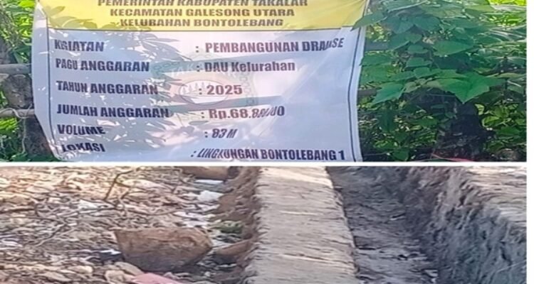 DAU Kelurahan Turun, Drainase Bontolebang Ikut Turun Mutunya?