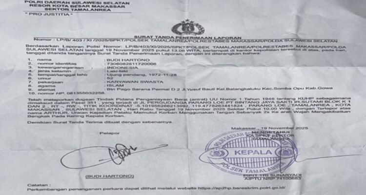 Penganiayaan Dilaporkan Resmi, Tapi Hukum Seolah Macet di Polsek Tamalanrea