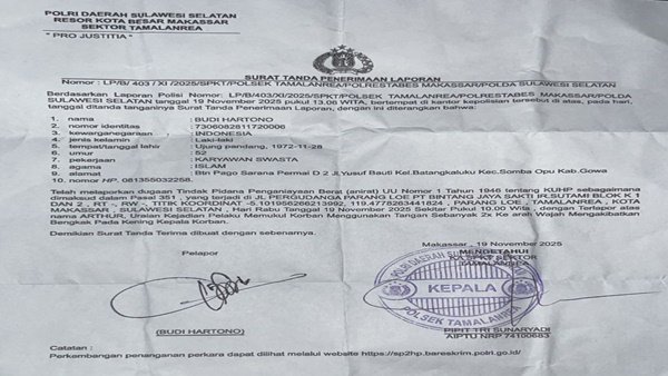 Penganiayaan Dilaporkan Resmi, Tapi Hukum Seolah Macet di Polsek Tamalanrea