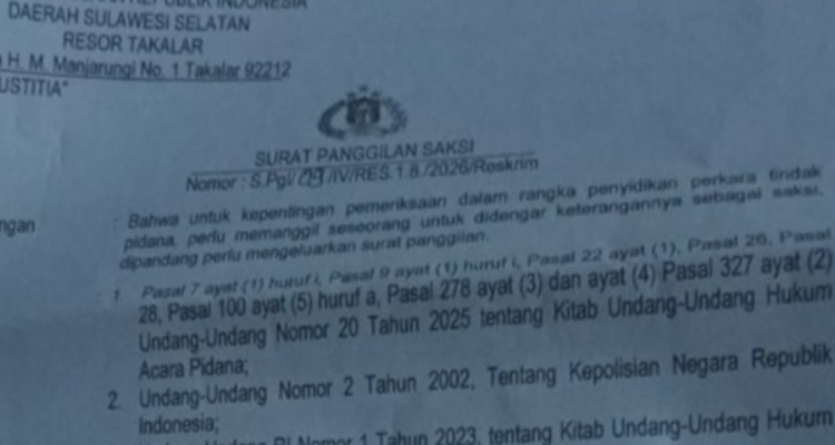 Kasus Inkrah di Takalar Kembali Bergulir, Polisi Panggil Saksi Lagi