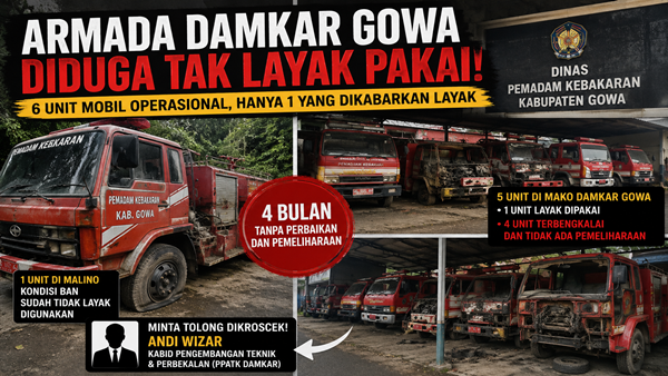 Diduga Lalai Pemeliharaan, Armada Damkar Gowa Terancam Lumpuh Saat Darurat