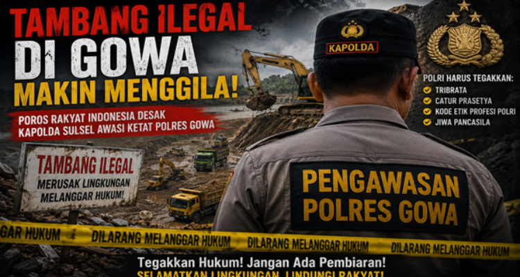 Poros Rakyat Indonesia Bongkar Maraknya Tambang Ilegal, Kapolda Diminta Awasi Jajaran Polres Gowa