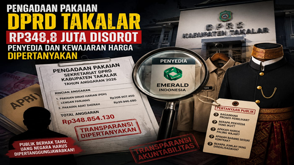 Belanja Pakaian DPRD Takalar Rp348,8 Juta Disorot Tajam, Sekwan Diminta Diperiksa