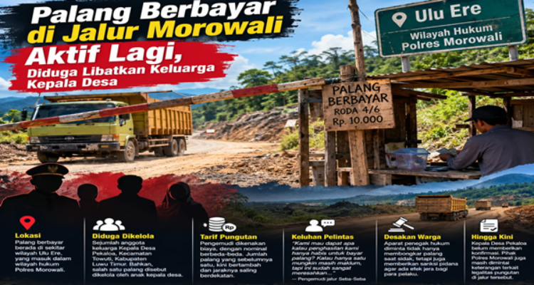 Jalur Hauling Kembali Dipasangi Palang Berbayar, Keluarga Kades Pekaloa Diduga Bermain