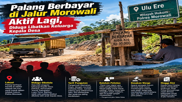 Jalur Hauling Kembali Dipasangi Palang Berbayar, Keluarga Kades Pekaloa Diduga Bermain